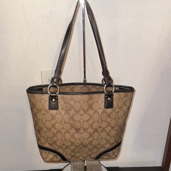 Authentic Coach F18917 Peyton Signature Logo Heritage Handbag Tote Brown Vtg Y2K - Picture 4 of 10